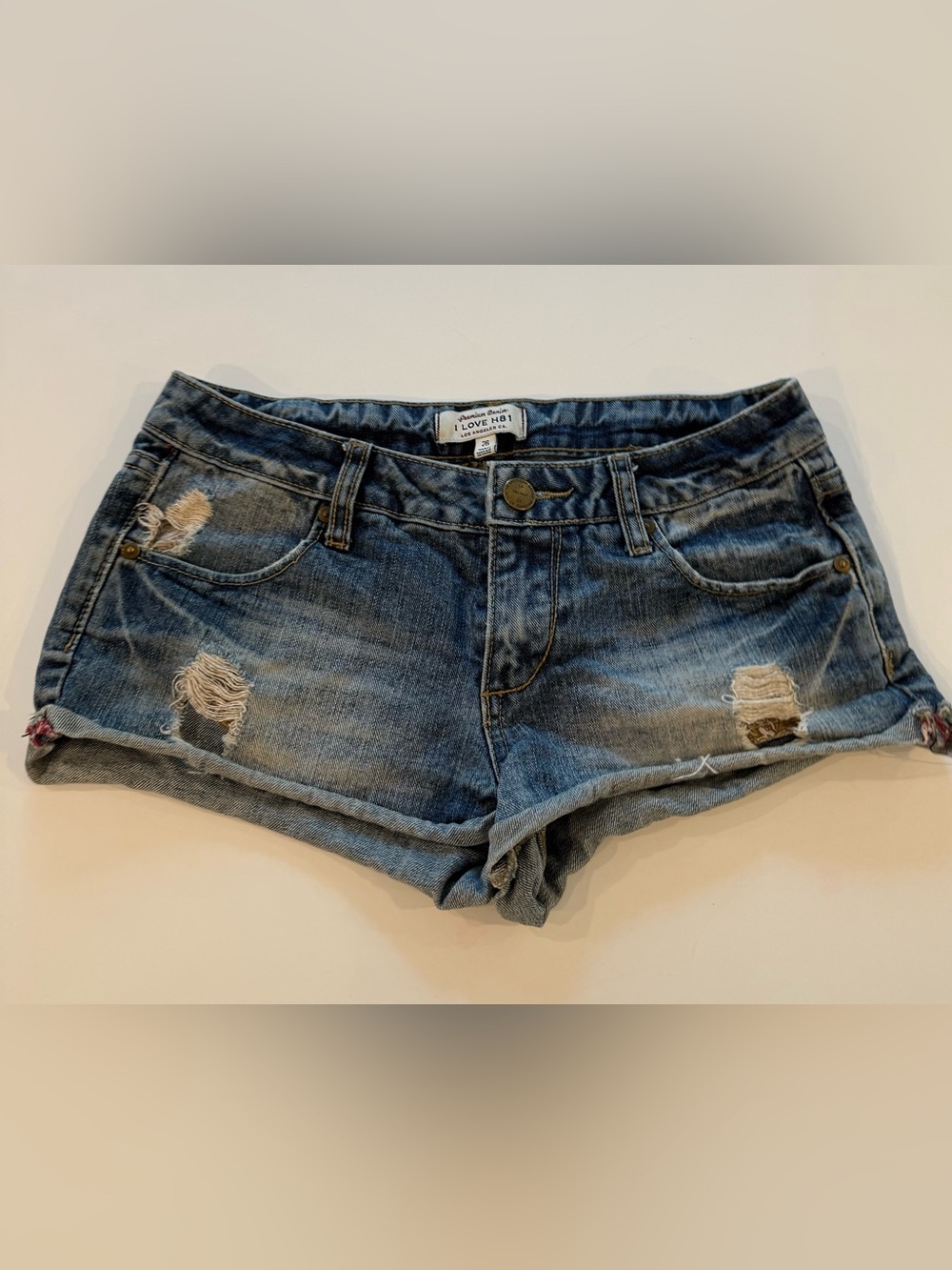 2 pairs Distressed Denim Jean Shorts - express and H and M size 2 - Picture 2 of 12